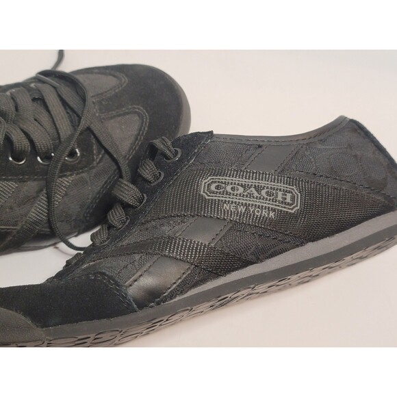 Coach Yolanda Black Suede Canvas Sneakers Womens Sz 7 Comfortable Fashion - Picture 4 of 6